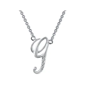 Lafonn Sterling Silver Platinum Plated Simulated Diamond Initial G Necklace